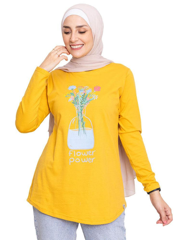 Sun Flower Printed Long - Sleeve Design 58 - Khotwh